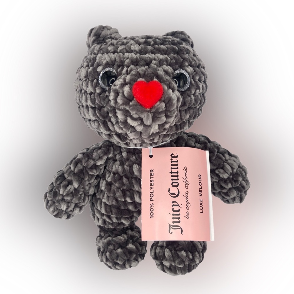 Handmade crocheted Juicy Couture velvet teddy bear